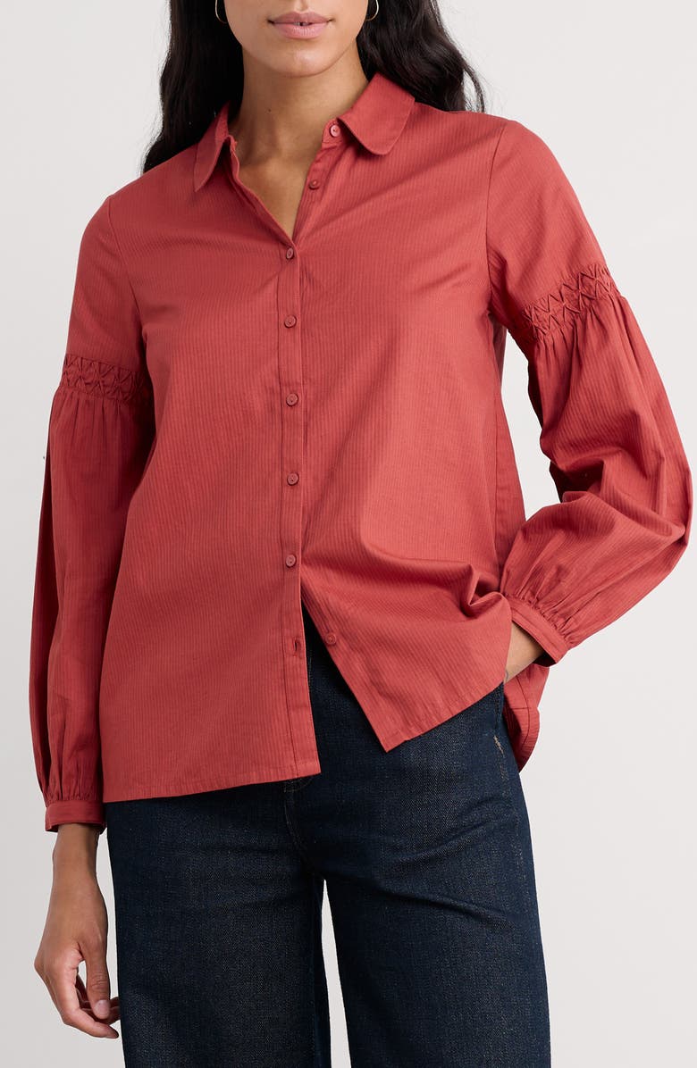 Seasalt Cornwall Sapling Organic Cotton Button-Up Shirt, Main, color, Deep Rust