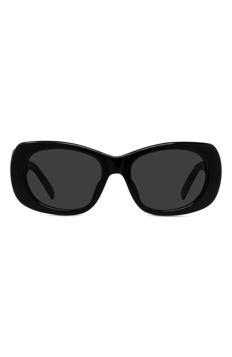 Givenchy 53mm Geometric Sunglasses, Main, color, Shiny Black / Smoke