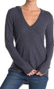 GO COUTURE Deep V-Neck Hooded Top