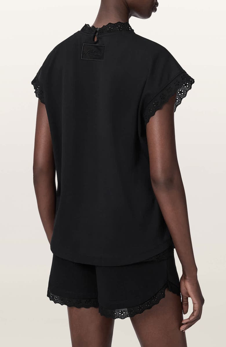 AllSaints Lele Eyelet Trip Top, Alternate, color, Black