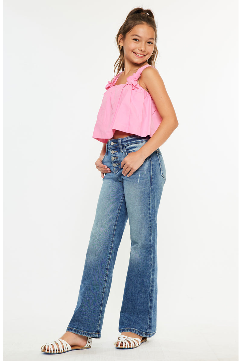 Celine High Rise Kids 90s Flare Jeans, Alternate, color, Medium Wash
