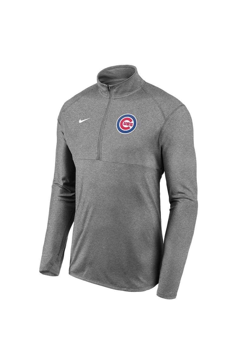 Nike Men's Nike Gray Chicago Cubs Team Logo Element Performance Half-Zip Pullover Jacket, Alternate, color,