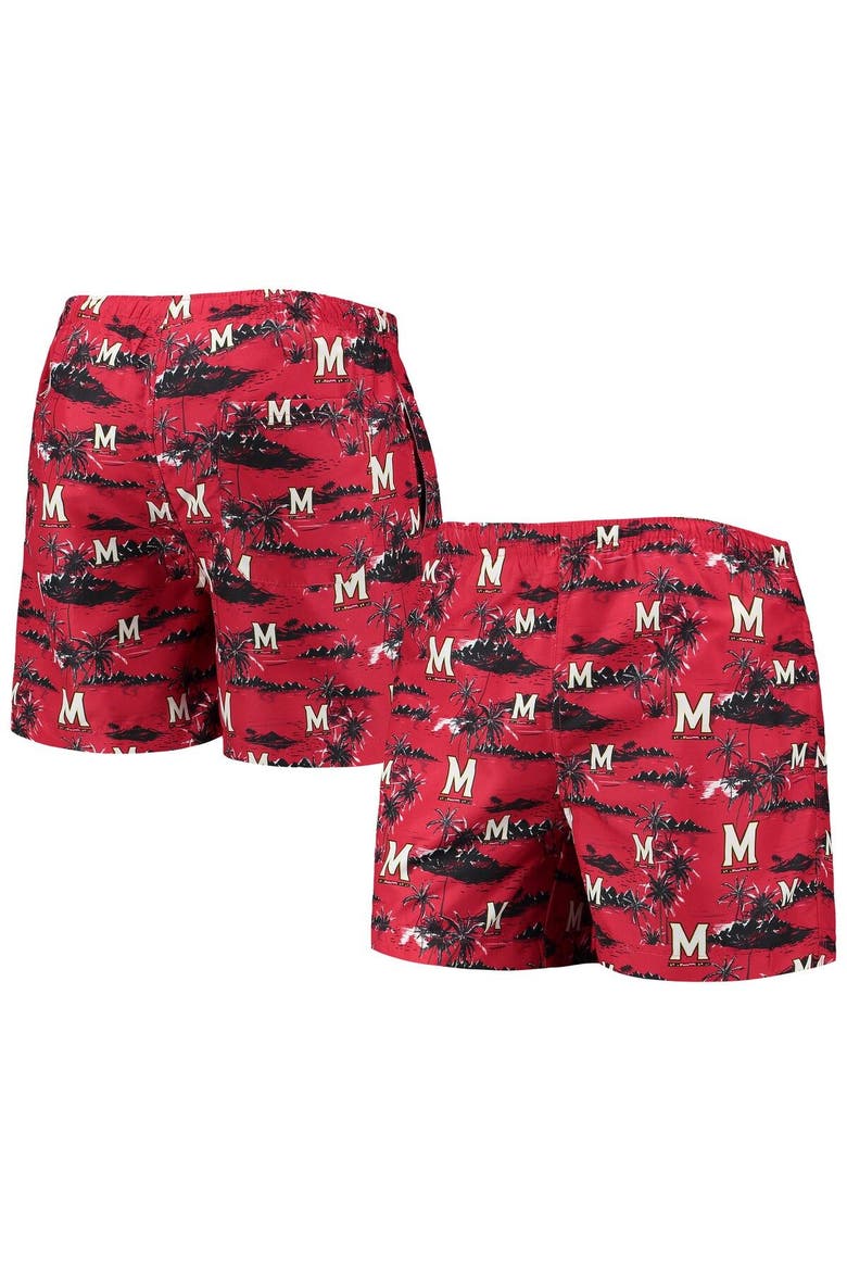 Men's FOCO Red Maryland Terrapins Island Palm Swim Trunks, Main, color, Red