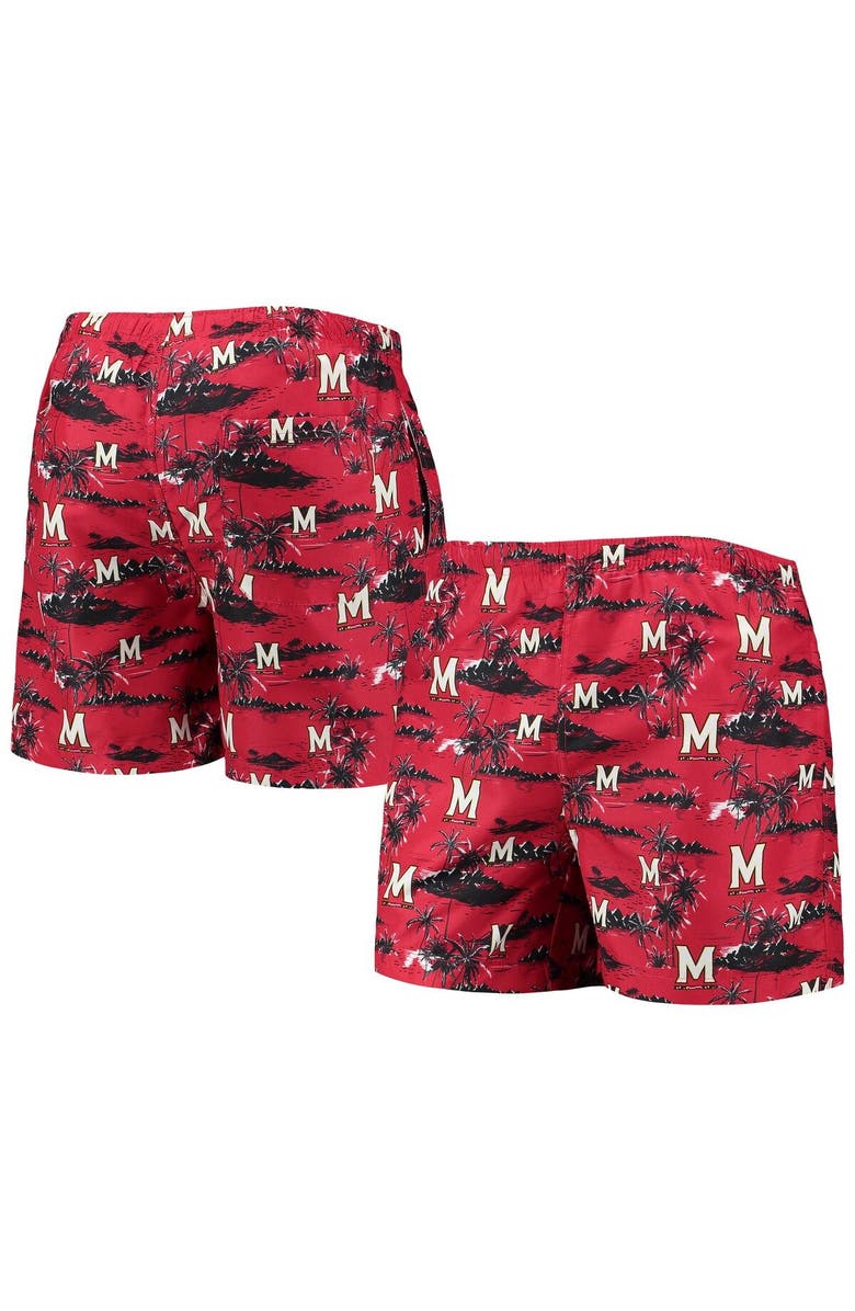 FOCO Men's FOCO Red Maryland Terrapins Island Palm Swim Trunks, Main, color, Red