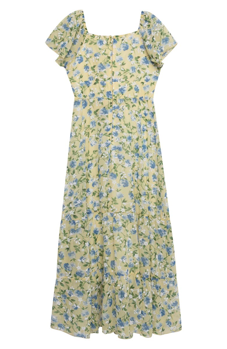 Speechless Kids' Floral Puff Sleeve Maxi Dress & Purse Set, Alternate, color, Yellow/ Blue