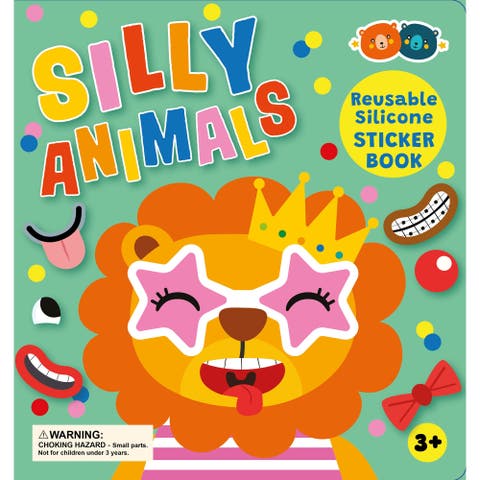 Reusable Silicone Sticker Book, Silly Animals, Kid 3+