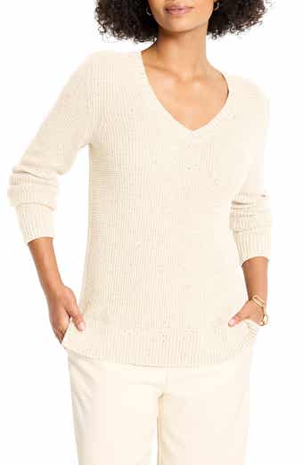 Shimmer V-Neck Waffle Stitch Sweater