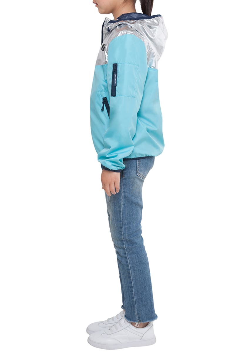 Rokka&Rolla Kids' Lightweight Lined Windbreaker, Alternate, color, Metallic Teal