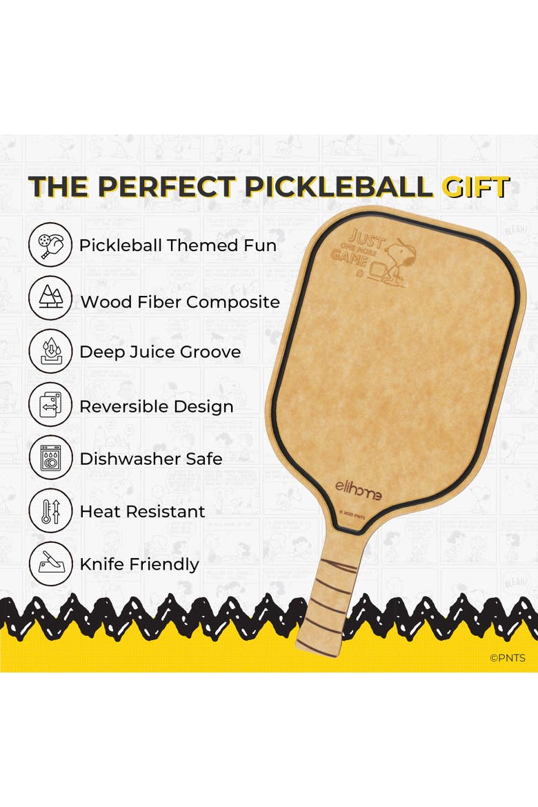 Peanuts Pickleball Charcuterie Cutting Board - Just One More Game, Alternate, color, Beige