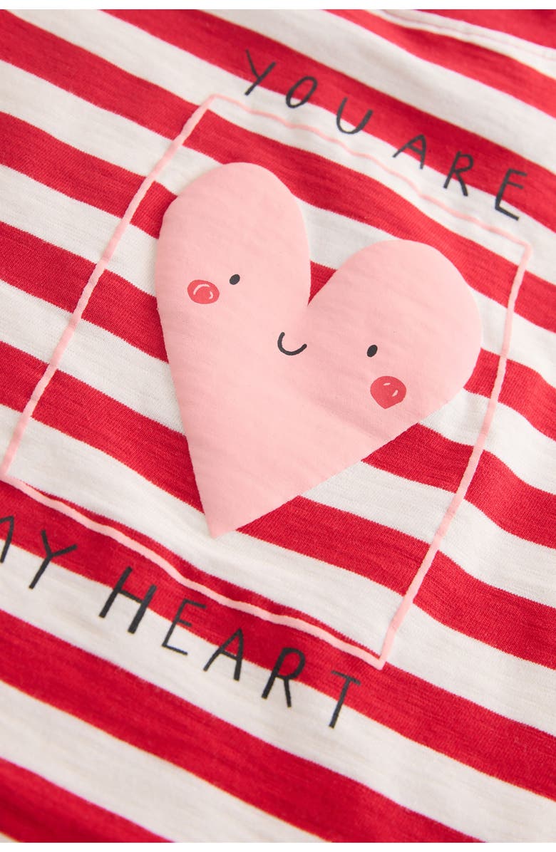 NEXT Kids' Stripe Heart Cotton T-Shirt, Alternate, color, Red