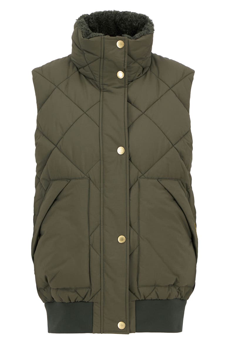Becky Diamond Quilted Puffer Vest, Alternate, color, OLIVE/ ANCIENT TARTAN