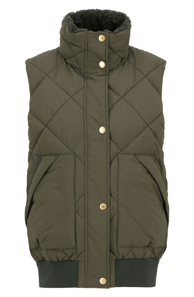 Barbour Becky Diamond Quilted Puffer Vest, Alternate, color, Olive/ Ancient Tartan
