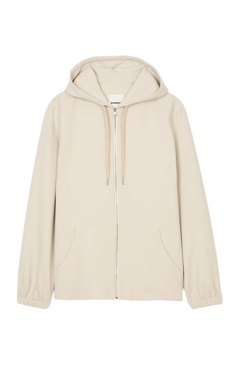 SANDRO Hooded shirt jacket, Alternate, color, Putty