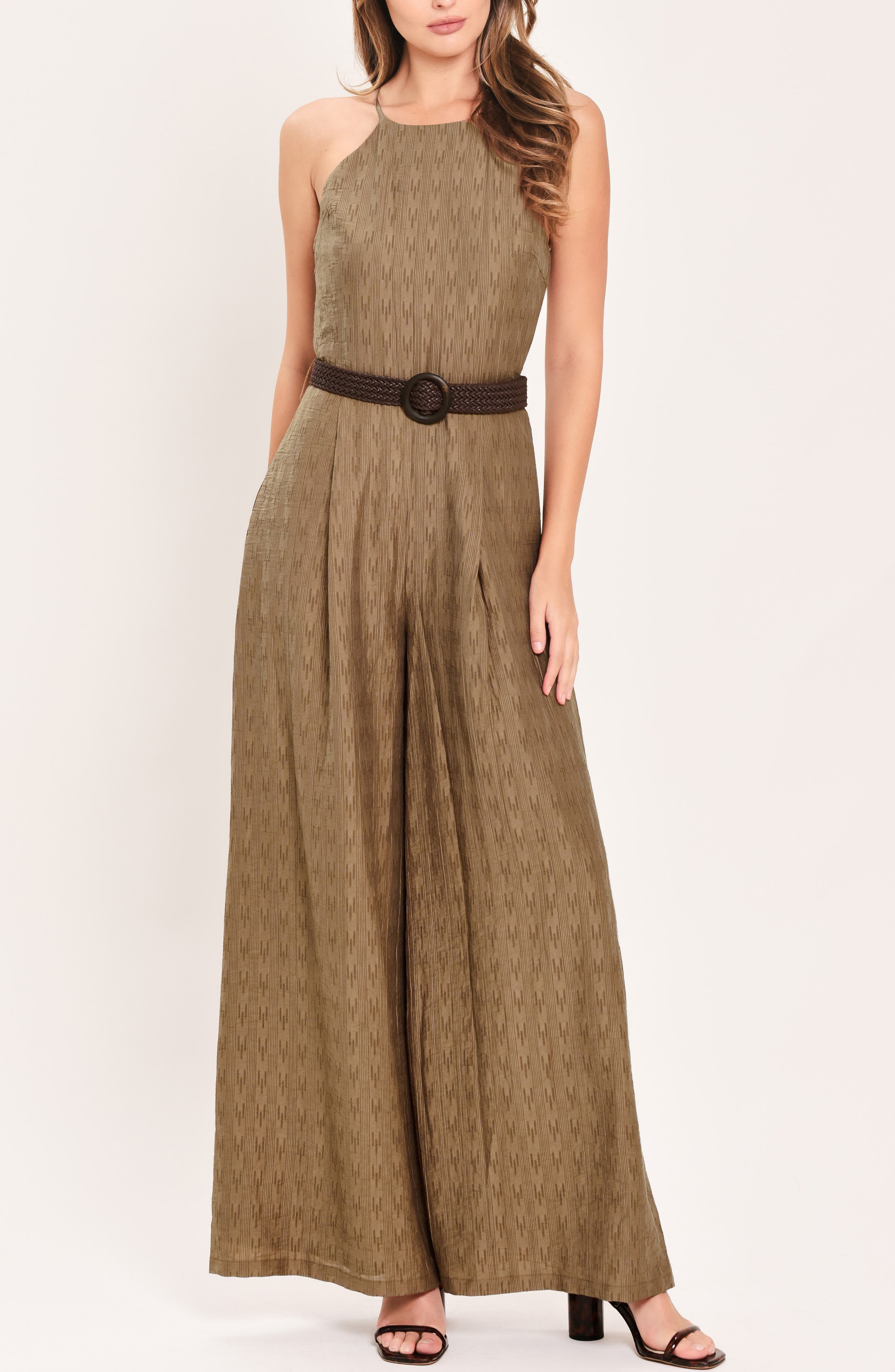 Halter Neck Belted Jumpsuit