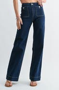 Jemina Denim Blueprint Patch Pocket High Waist Straight Leg Jeans