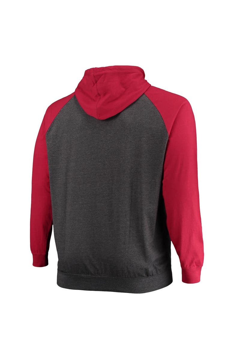 FANATICS Men's Fanatics Branded Cardinal/Heathered Charcoal Arizona Cardinals Big & Tall Lightweight Raglan Pullover Hoodie, Alternate, color,