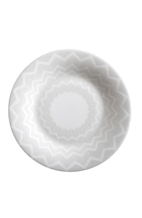 Bread and Butter Plates ZIG ZAG Set of 6  White diam. 6"