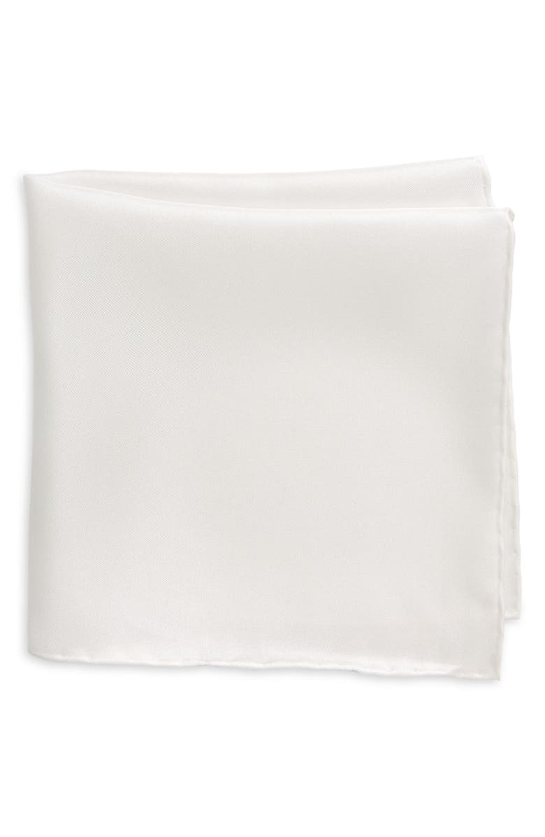 Thom Sweeney Silk Pocket Square, Main, color, Whi