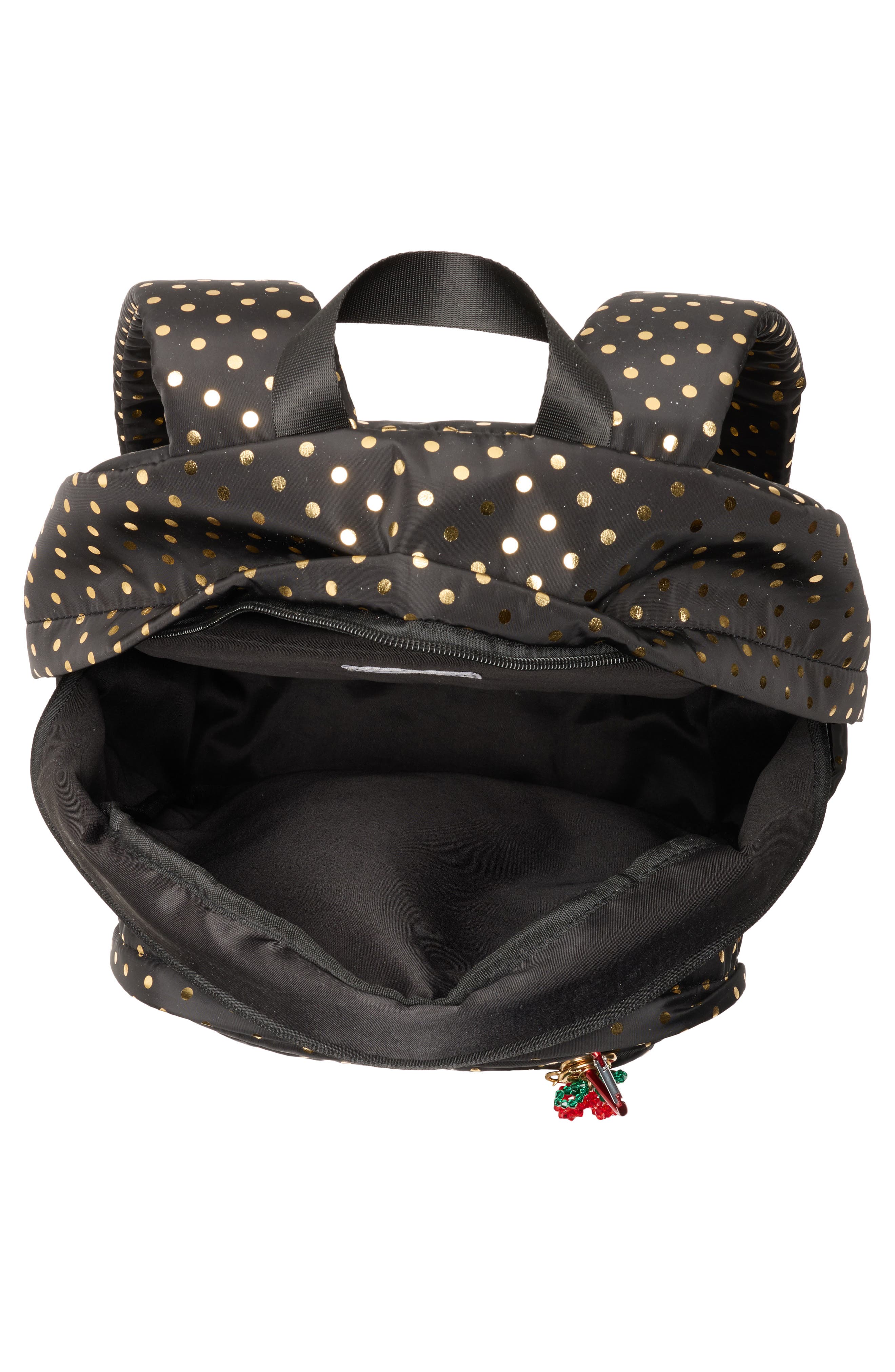 Polka Dot Nylon Dome Backpack, Alternate, color, GOLD FOIL POLKA DOT