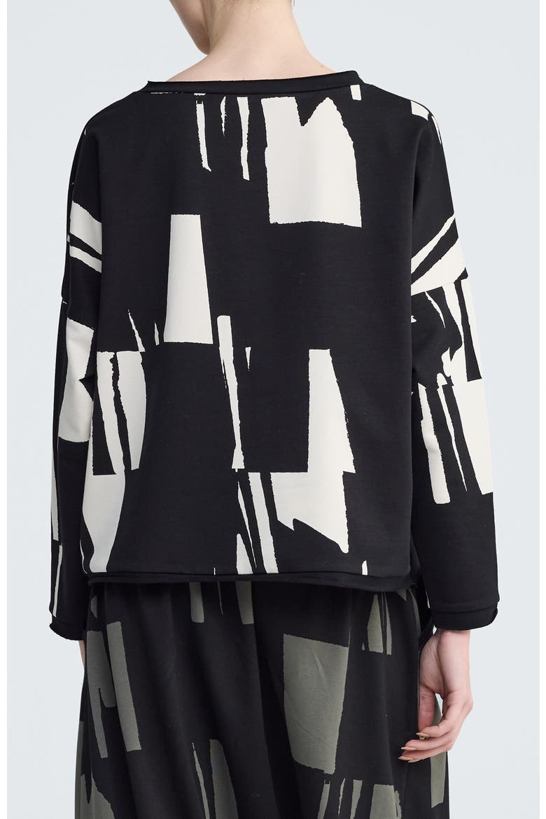 Nerina Cropped Graphic Blouse, Alternate, color, Ivory Black