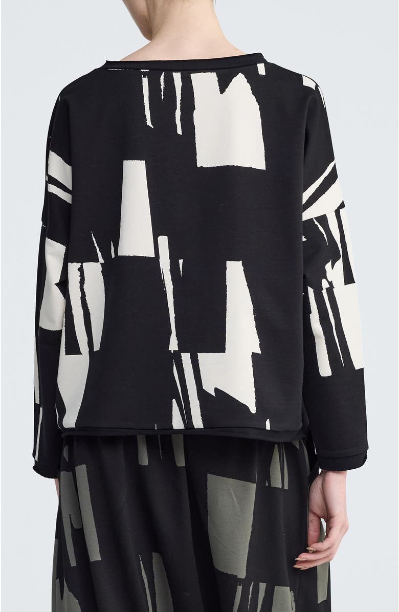 LUUKAA Nerina Cropped Graphic Blouse, Alternate, color, Ivory Black