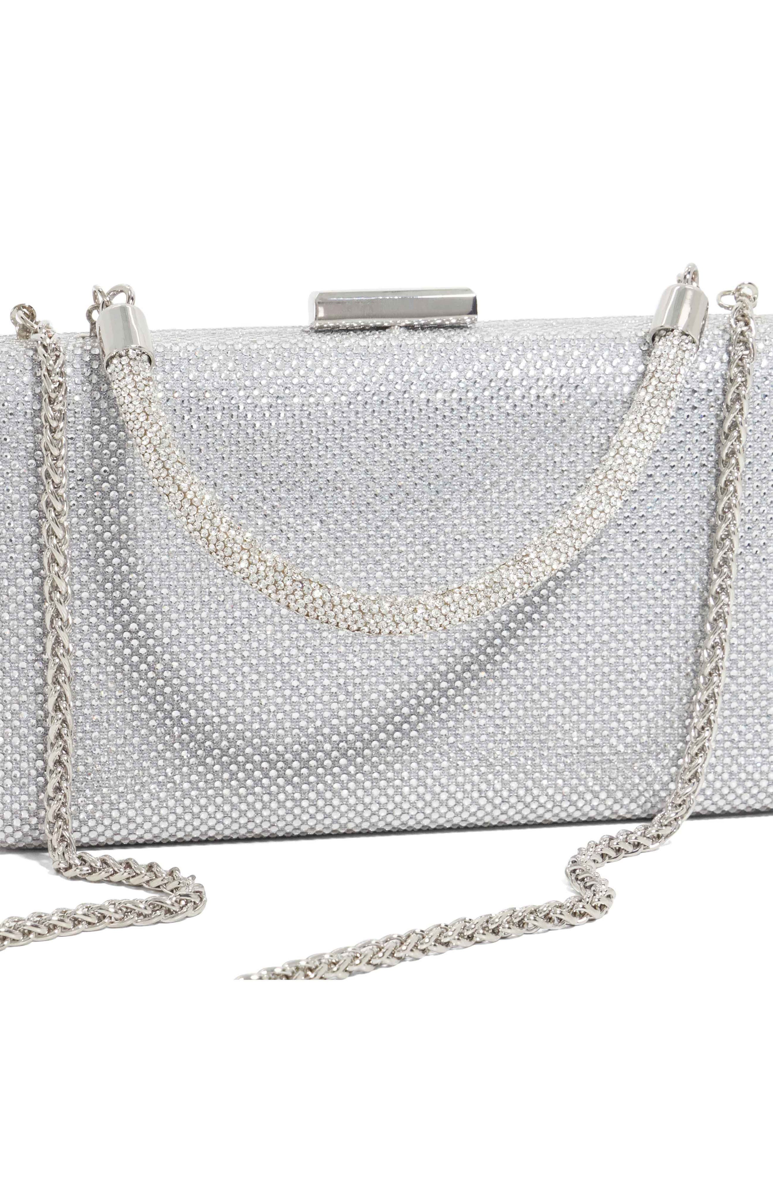 Dune London Beaut Top Handle Frame Clutch, Alternate, color, Silver