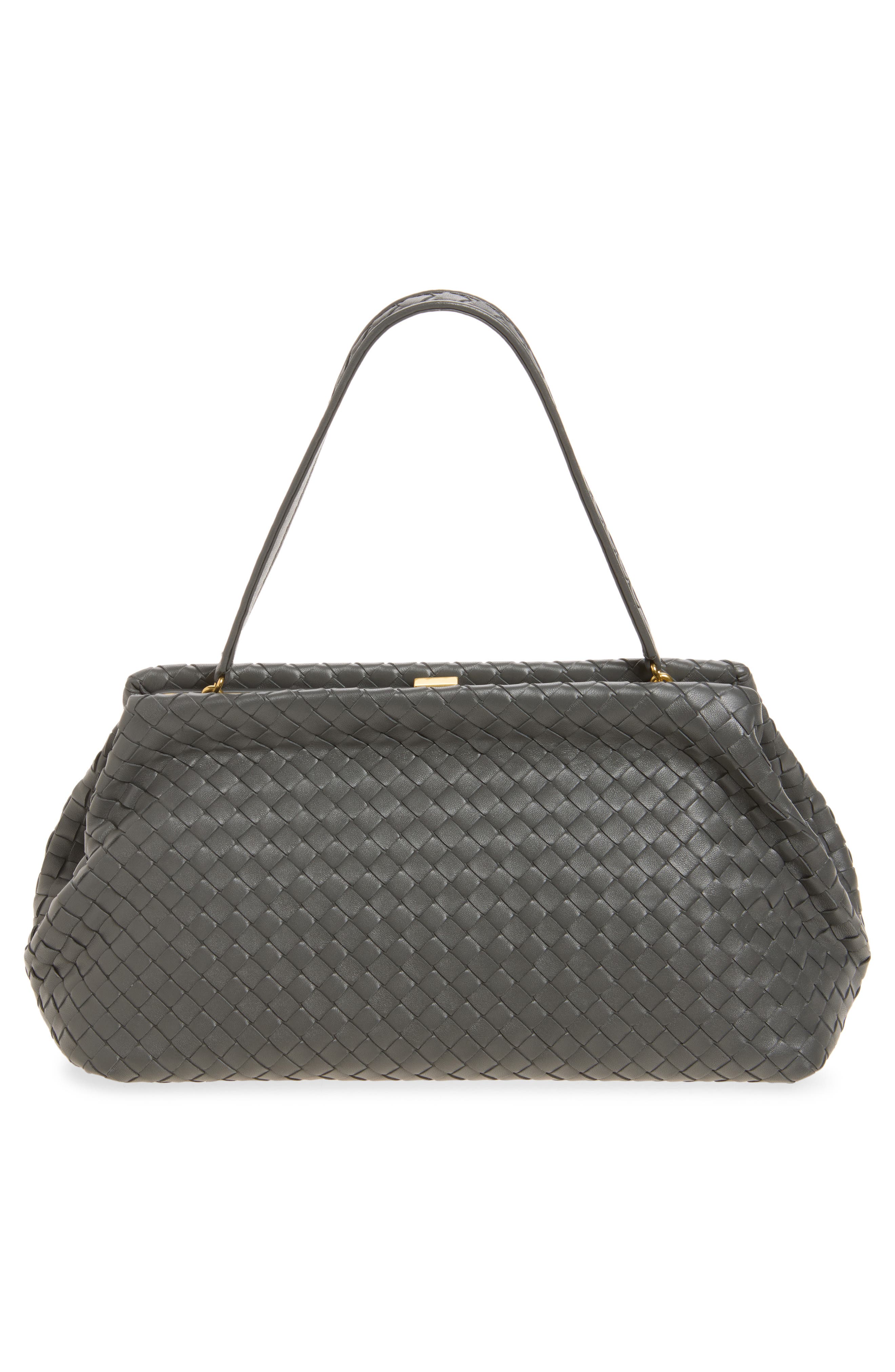 The 1998 Intrecciato Leather Handbag, Alternate, color, 1695 OBSIDIAN GREY-BV