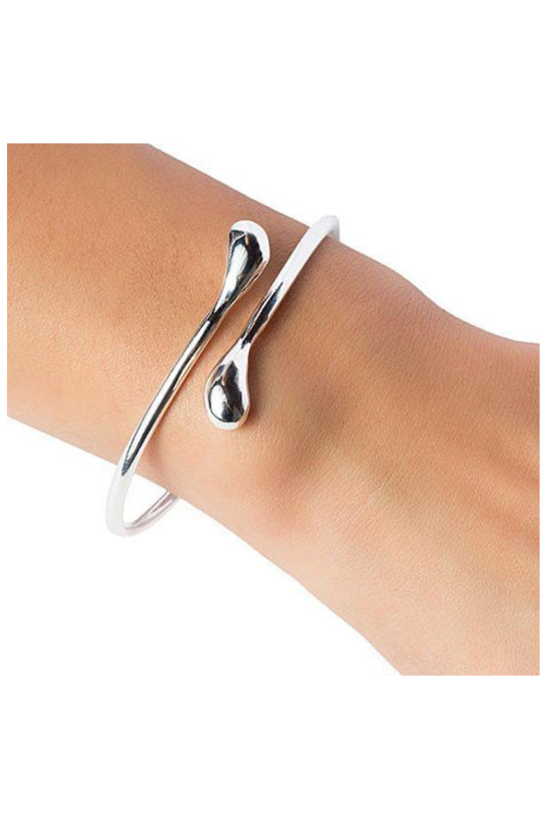 Isabella Gold Plated Teardrop Open Wrap Bangle Bracelet, Alternate, color, Silver