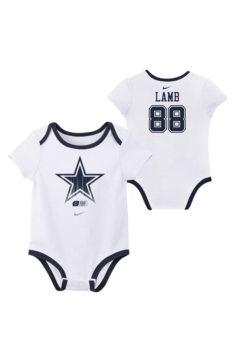 Nike Newborn & Infant Nike CeeDee Lamb Dallas Cowboys Name & Number 3-Pack Bodysuit Set, Alternate, color, Navy