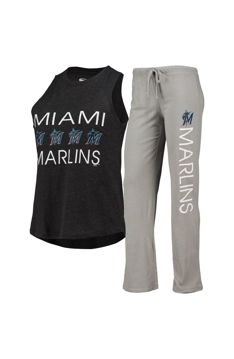 CONCEPTS SPORT Women's Concepts Sport Gray/Black Miami Marlins Meter Muscle Tank Top & Pants Sleep Set, Main, color, Gray