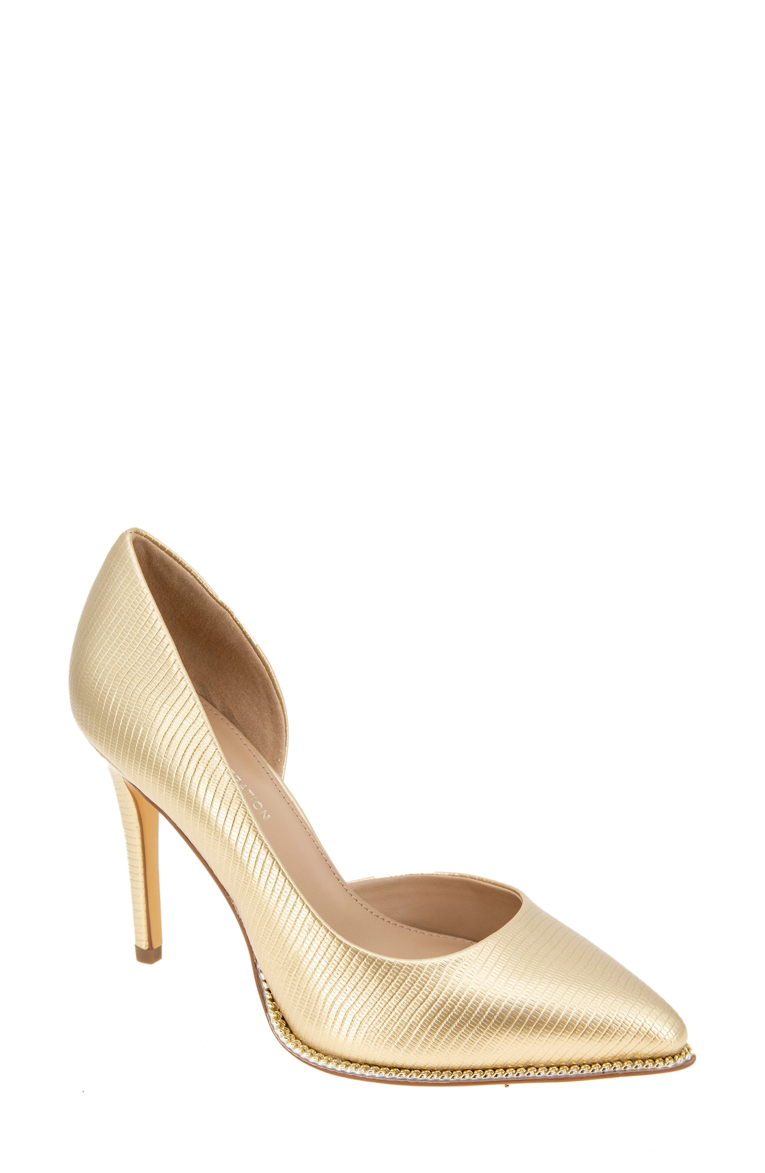 BCBGeneration Harnoy Half d'Orsay Pointed Toe Pump, Main, color, Platino