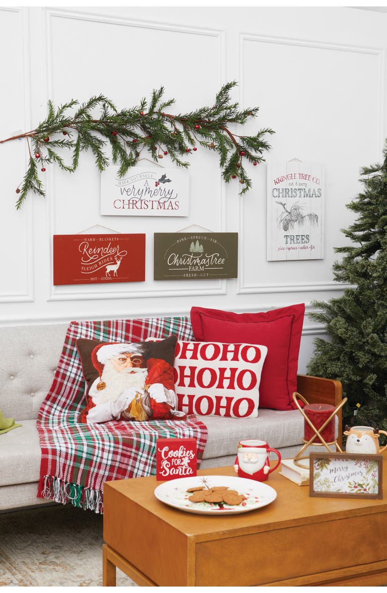 C&F Home Santa Claus With Toys Printed and Embroidered Christmas Throw Pillow, 18" x 18", Alternate, color, Black