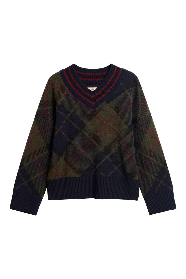 Shae V-Neck Wool Blend Sweater, Alternate, color, SHADOW CLASSIC TARTAN