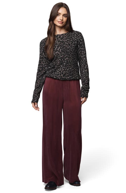 Splendid Leopard Print Crewneck Sweater In Black