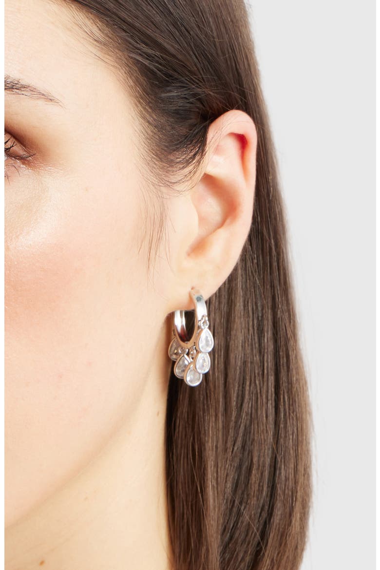 Eloise Chandelier Huggie Hoop Earrings, Alternate, color, SILVER