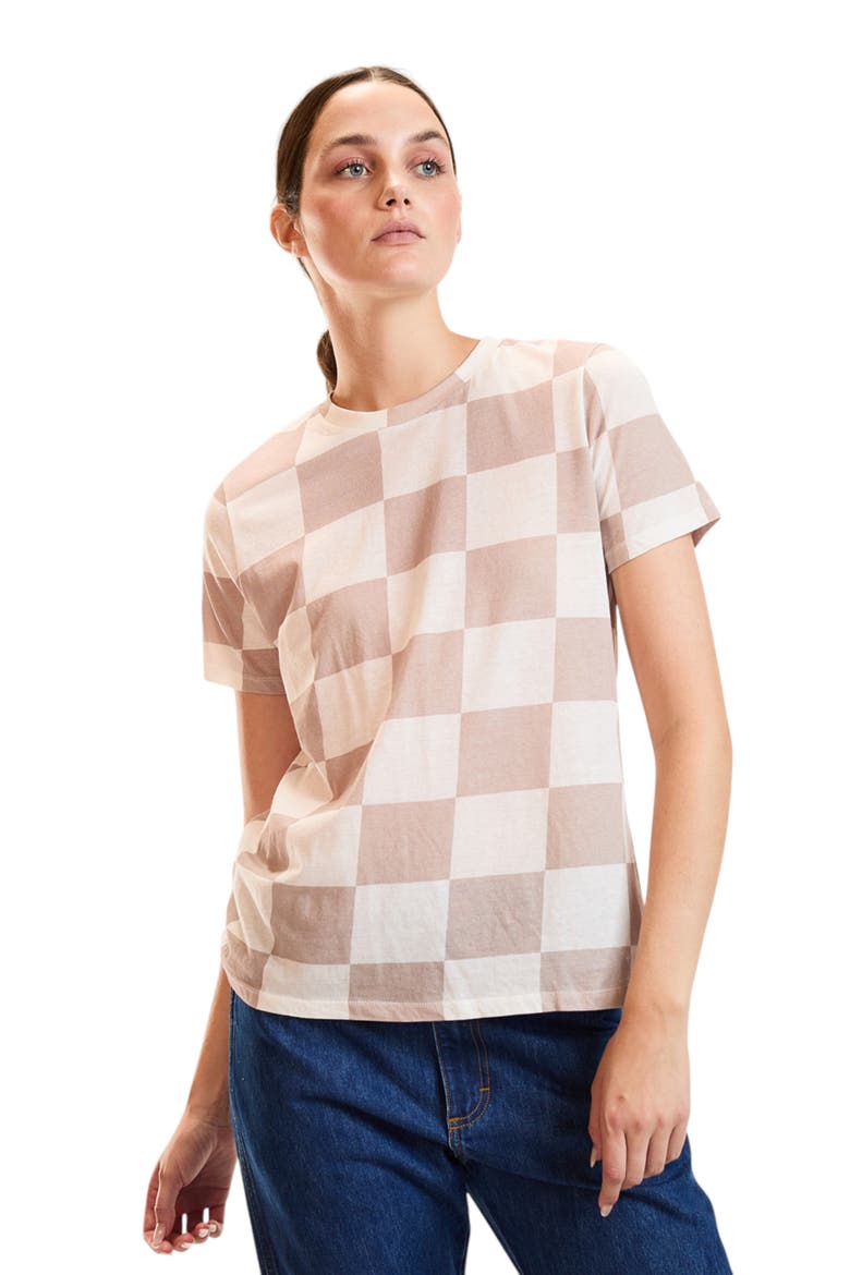 Checkerboard Tee, Main, color, Camel