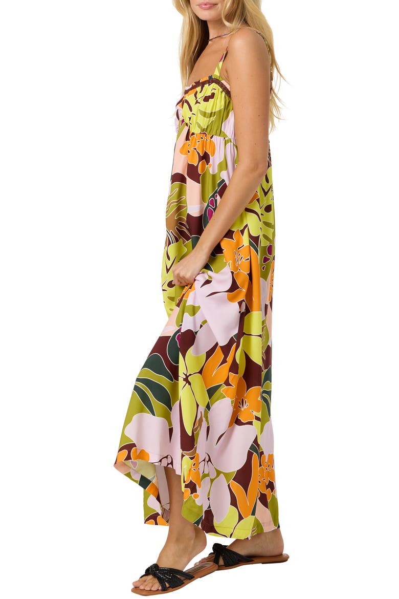 Natasha Tropical Maxi Dress, Alternate, color, CHARTREUSE