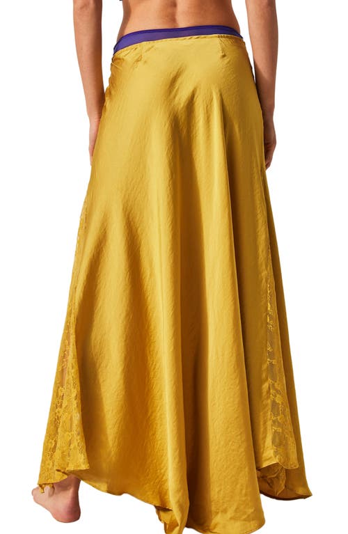 Free People Make You Mine Lace Inset Satin Maxi Slip Skirt