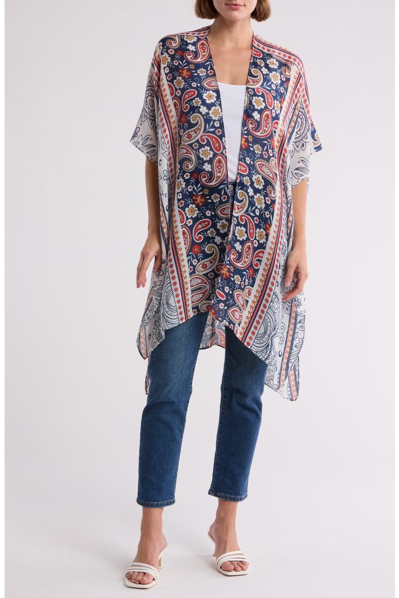 Print Ruana Wrap, Main, color, NAVY
