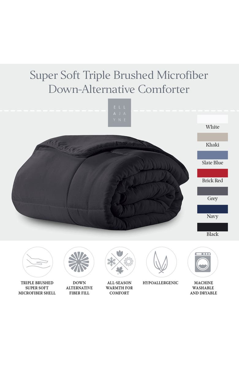 ELLA JAYNE HOME Microfiber Down-Alternative Solid Color Comforter, Alternate, color, Black