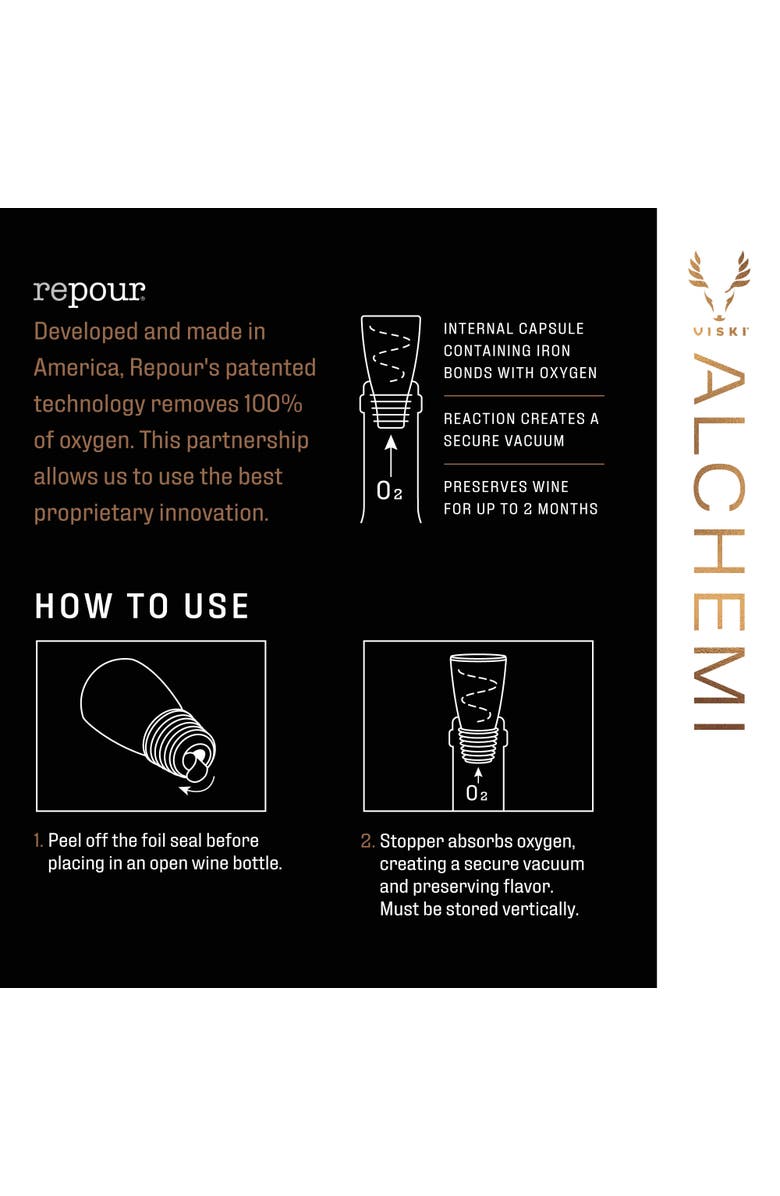 Viski Alchemi x Repour Wine Saving Stoppers Set of 6, Alternate, color,