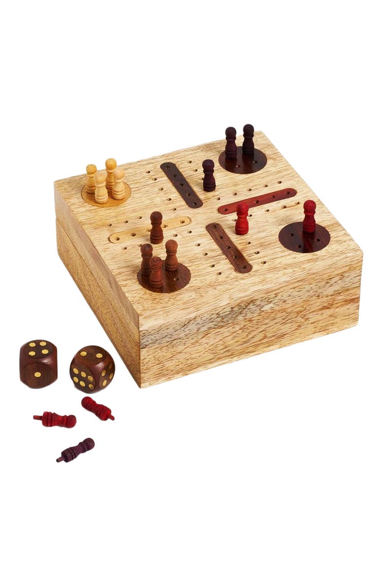 Matr Boomie Pachisi Travel Game Set - Hand Carved, Fair Trade, Main, color, Brown