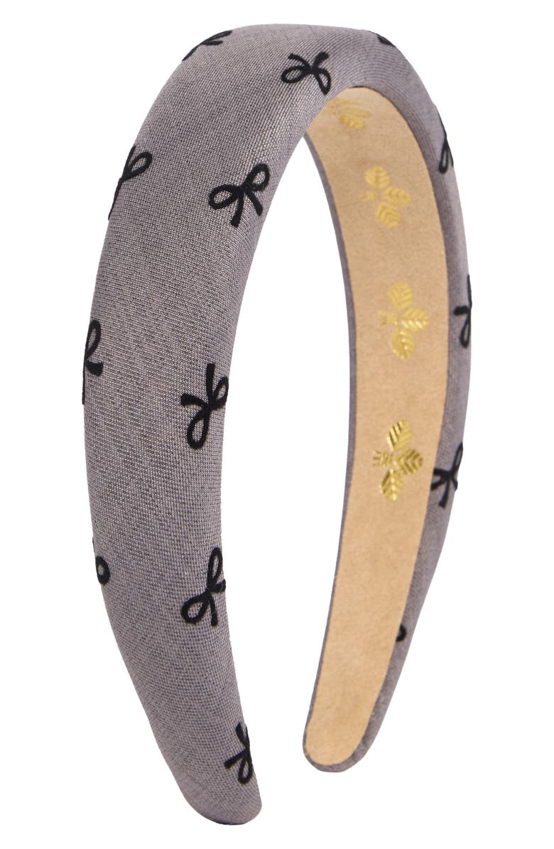 L. Erickson Blaine Bow Padded Headband, Main, color, Grey/ Black