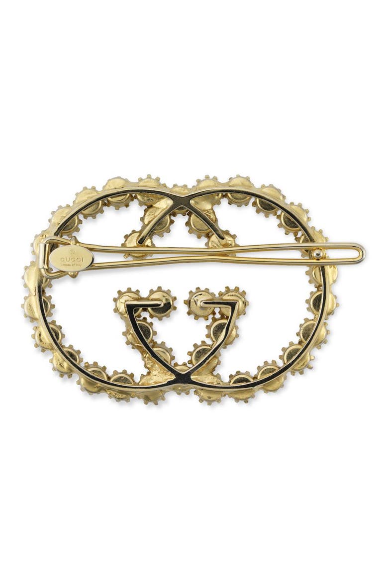 Crystal Interlocking-G Hair Clip, Alternate, color, GOLD