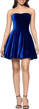 Blondie Nites Bow Back Strapless Velvet Cocktail Minidress