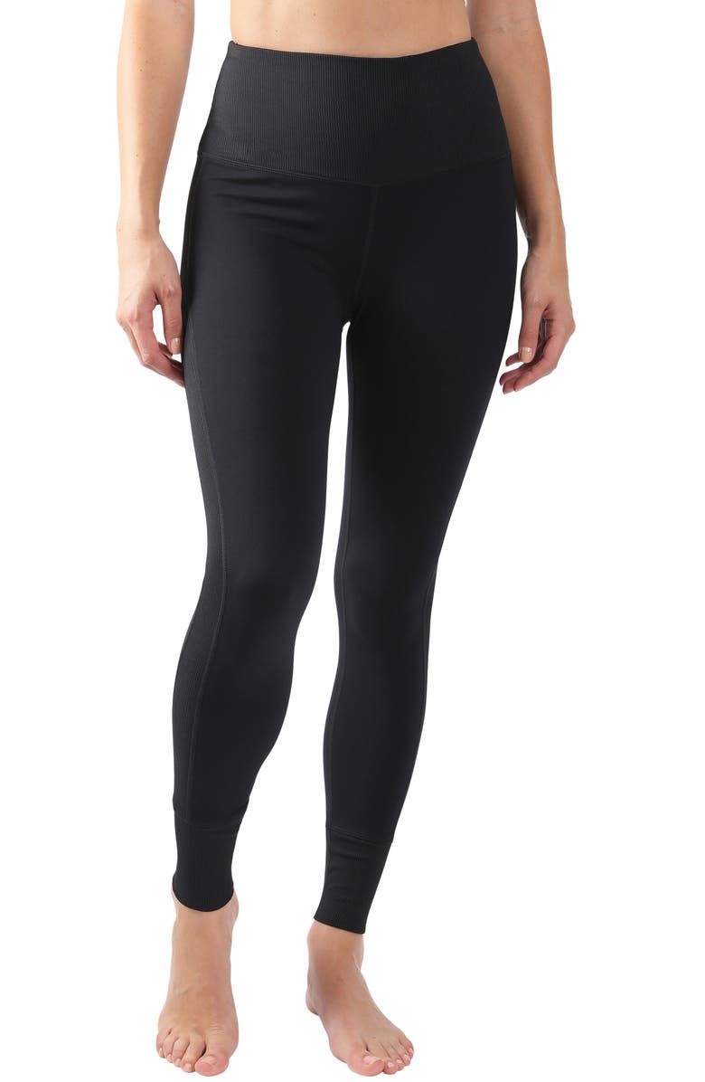 90 DEGREE BY REFLEX High Rise Ribbed Panel Ankle Leggings, Main, color, 