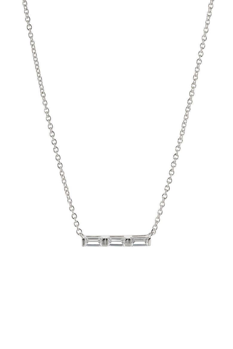 Cubic Zirconia Bar Pendant Necklace, Main, color, RHODIUM