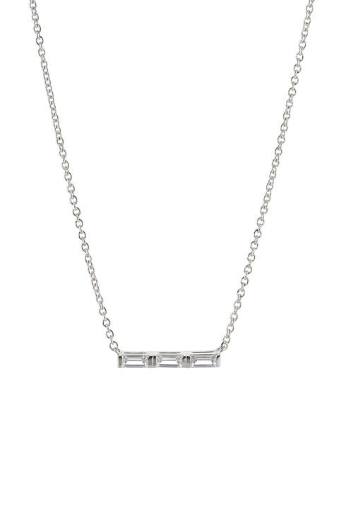 Cubic Zirconia Bar Pendant Necklace