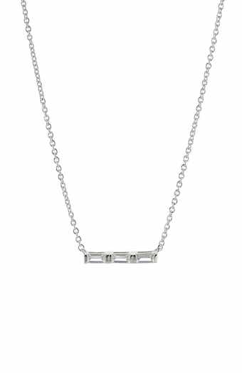 Cubic Zirconia Bar Pendant Necklace