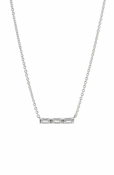 Cubic Zirconia Bar Pendant Necklace